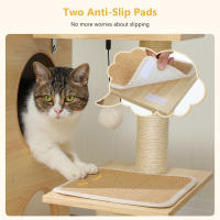 Árbol de madera para gatos, rascador para uso en interiores con poste rascador, accesorios para gatos y condominio - details 11