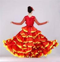 Vestido Flamenco español talla grande para mujer, 360 grados/yardos, pétalo Floral, Maxi, gitano, actuación en escenario, tres - details 4