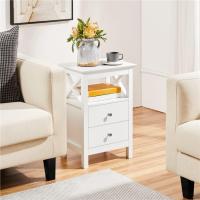 2 mesitas de noche para dormitorio con 2 cajones y estante, mesa auxiliar de sofá moderna, mueble de noche blanco de 40 x 30 x 60 cm - details 6