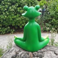 Estatua de rana de meditación Zen verde, artesanía de resina, adorno de rana meditando, estatuilla de Animal de jardín bonita - details 2