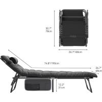 Taburete de Playa Plegable con Almohada 190x68x31cm 4 Posiciones Ajustables Carga de 300lbs - details 34