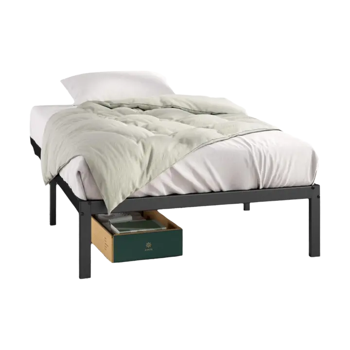 Elias Cama 90 x 190 cm 36 cm de Altura con Almacenamiento Debajo de la Cama Marco de Plataforma de Metal Negro - 1