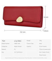 Cartera de cuero simple para mujer, billetera larga de cuero negro, verde y rojo, tarjetero para niñas - details 1