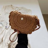 Bolso tejido con hilo de algodón con borde de flores, bolso cruzado de paja Retro ahuecado, bolso tejido de estilo étnico con perlas transpirables para uso diario - details 31