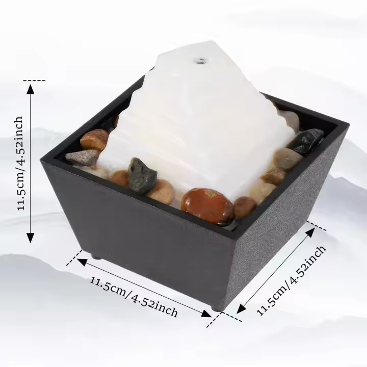 Fuente de mesa con luces LED circulares, adornos de agua, artesanía de fortuna de meditación para el hogar y la Oficina - 1