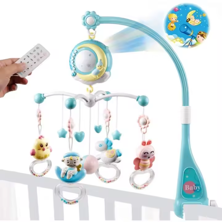 Móvil para cuna de bebé con música y luces, función de sincronización, Proyección, quitar el sonido y caja de música, para - 1