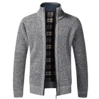 Top Quality Autumn Winter New Men's Jacket Slim Fit Stand Collar Zipper Jacket Men Solid Cotton Thick Warm  Sweater - details 19
