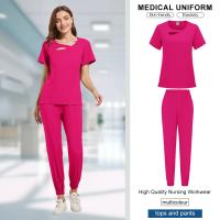 Ropa de trabajo de belleza para mujer, uniforme de enfermeras médicas, conjunto de bata quirúrgica, pantalones superiores de Spa, ropa de cuidador clínico, uniformes de enfermería, traje para correr - details 23
