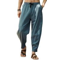 Pantalones de lino y algodón para hombre, ropa de calle transpirable, de Color sólido, informal, para correr, primavera y verano - details 12