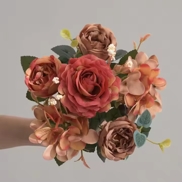 Accesorios creativos de flores rosas artificiales Multicolor, pétalos de seda, ramo de flores falsas, ramo de novia, regalo de flores de imitación DIY - 1