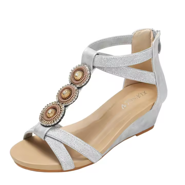 Sandalia 1418-881 Cuña 2025 Verano Nueva colección Sandalias romanas con correa informal de moda con cuentas - 1