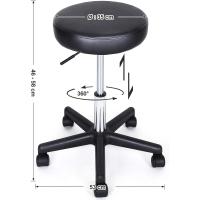 Giratorio Sobre Ruedas Regulable, 46-58 cm, Asiento de Cuero Sintético, Para Trabajo, Estudio, Oficina, Clínica Negro LJB61B - details 5