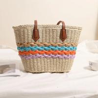 Bolsos de paja para mujer, bandoleras a rayas de arcoíris, gran capacidad, para vacaciones en la playa, Vintage, verano, 2025 - details 5