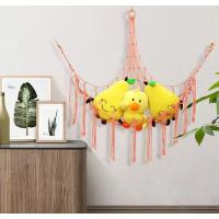 Hamaca de juguete de peluche bohemia, forma Triangular, cesta de almacenamiento de malla colgante, red de pared con borlas de algodón para dormitorio y sala de estar - details 17