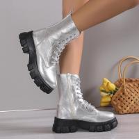 Botas informales con cordones para mujer, botines martin planos a la moda - details 1