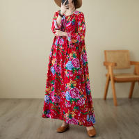 Vestido Vintage de Algodón de Manga Larga Talla Grande, Elegante y Suelto para Mujeres - details 19