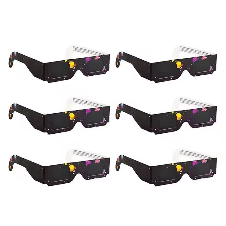 Paquete de 6 gafas de papel para eclipse solar, sombra para visión directa del sol, sombras seguras para visión directa del sol - 1