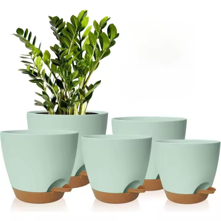 Macetas para Flores Juego de 5 Autoregante Maceteros Decorativos para Interior con Agujeros de Drenaje Macetas en Forma de Flor para Decoración - 1
