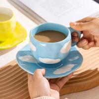 Taza de Cerámica Estilo Coreano Hecha a Mano 300ML Taza de Café Desayuno con Diseño de Flor Pintada a Mano Ideal para Desayuno, Leche de Mañana, Té de la Tarde - details 3