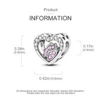 LAZA-Cuentas de Plata de Ley 925 con estampado de pata rosa para mujer, Charm de corazón, apto para pulsera, collar, fiesta de aniversario, regalos de joyería fina - details 1