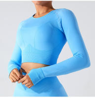 Nueva camiseta deportiva sin costuras de manga larga para mujer, Top de Yoga de secado rápido, ropa ajustada para correr y Fitness - details 25