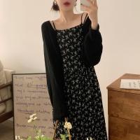Vestido Halter con estampado Floral de verano para mujer, ropa interior elegante adelgazante, falda larga coreana, Material de gasa de cintura alta sin manga - details 14