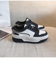 Zapatos blancos de plataforma de cuero, nuevas zapatillas versátiles en blanco y negro, zapatos de tablero de panda que aumentan la altura - details 23