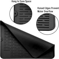 Alfombrilla de silicona para secado de platos, alfombrilla antideslizante para secado de platos, resistente al calor, color negro, 1 piezas - details 3