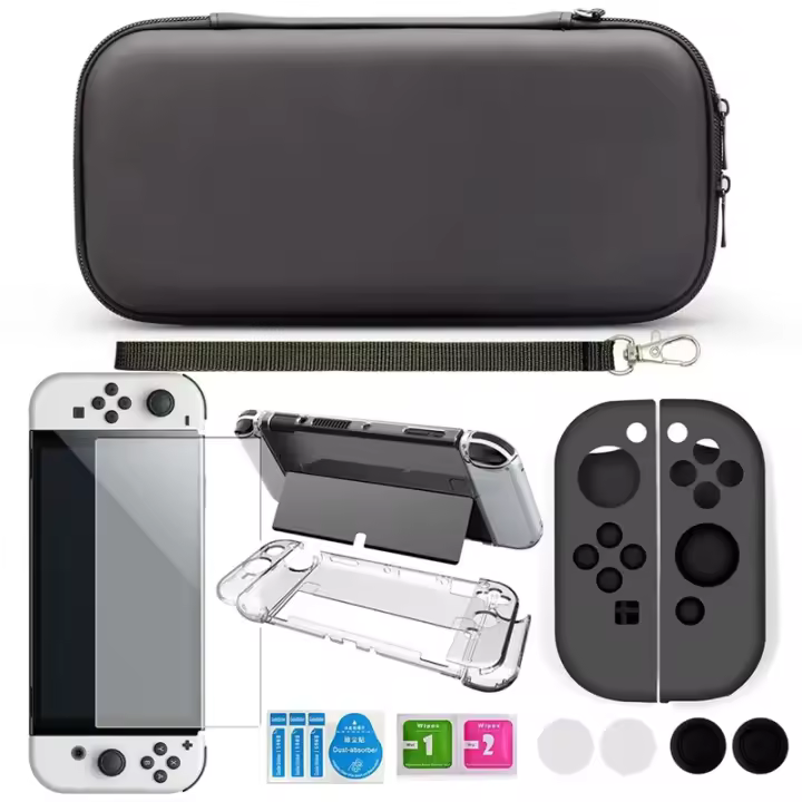 Crystal Clear Case Kit for Switch Oled Carrying Travel Bag Pouch for Ns Oled Game Console Protection & Screen Protector - 1
