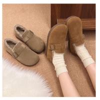 Chanclas de mujer de piel con puntera redonda para exterior Casual Suede Slippers, Otoño/Invierno 2025 - details 16