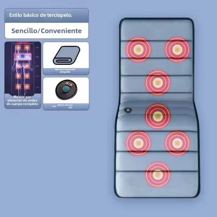 Masajeador de espalda, columna cervical, cuello, cintura, eléctrico, multifuncional, plegable, amasado, colchón de masaje para el hogar, estera de masaje - 1