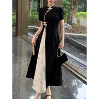 Vestido elegante de talla grande para mujer, nuevo estilo, Cheongsam mejorado, pintura de tinta Oriental, verano - details 28