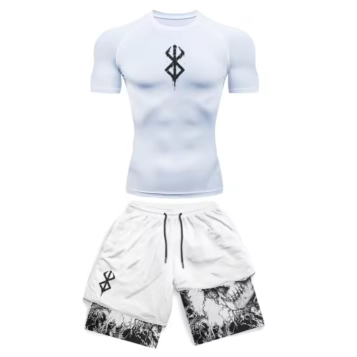 Conjunto de Gimnasio para Hombre Estampado Anime 3D Shorts de Compresión Secado Rápido Transpirable Rash Guard para Deportes y Verano - 1