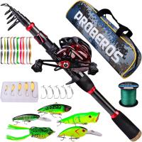 Caña de pescar telescópica de fibra de carbono de 7 pies con combo de carrete giratorio/baitcasting, mar, agua salada, agua dulce, agua dulce, hielo, lubina, juego de - details 0