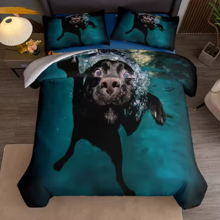 Juego de funda nórdica Cloudboi Dog Art, juego de ropa de cama King Queen doble, tamaño individual - 1