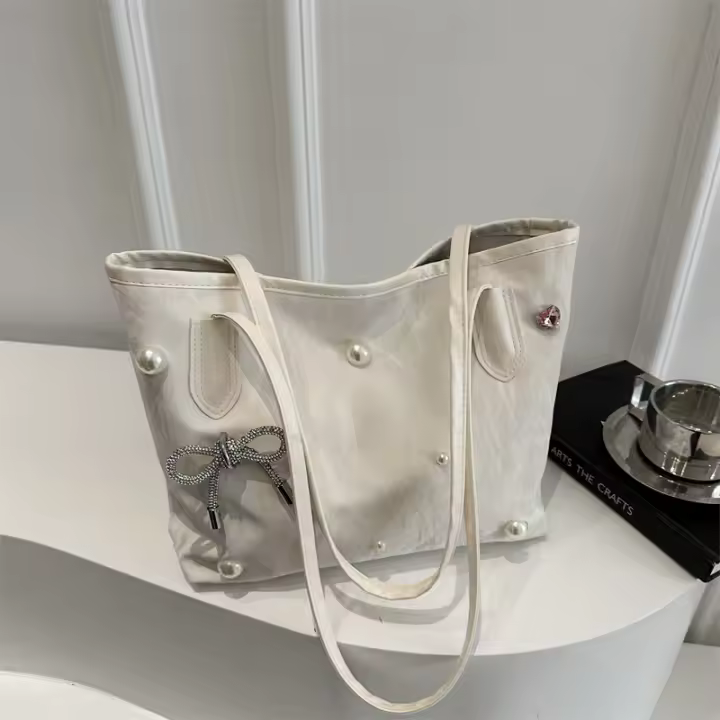 Bolso de Hombro Versátil de Alta Gama Bolso de Mano con Lazo de Perlas para Mujeres - 1