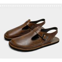 Zapatos de hombre, sandalias de cuero hechas a mano, zapatos de punta cerrada, zapatillas casuales planas sin cordones - details 5