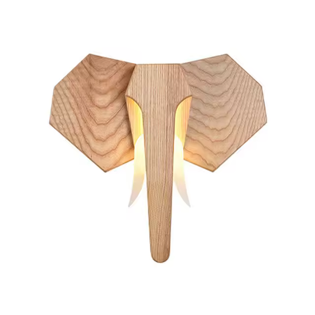 Lámparas LED Retro de madera para decoración de pared, candelabro Vintage de arte de animales para chimenea, sala de estar y Bar - 1