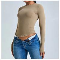 Fishbone Line Camiseta deportiva informal de manga larga para mujer, para Yoga, correr, gimnasio, ajustada, con cuello redondo, Top de entrenamiento - details 12