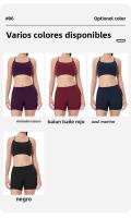 Sostén deportivo de yoga con almohadillas para el pecho, espalda hermosa, shorts de tres cuartos, levantamiento de cadera de cintura alta, conjunto de fitness pilates para mujeres - details 6