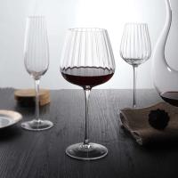 Vaso de cristal a rayas de champán y vino tinto vertical nórdico, vaso alto para uso doméstico - details 1
