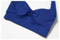Sujetador deportivo con cuello Halter para mujer, Top fruncido de alto soporte para gimnasio, ropa de entrenamiento, corsé de - details 28