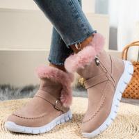 Botas de nieve cálidas de invierno para mujer, zapatos planos de algodón a la moda informales - details 4