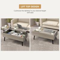 Mesa de Centro, Mesa de Centro Regulable en Altura, Extraíble, Extensible, Compartimento de Almacenaje Oculto Independiente, Tablero Elevable Doble, Mesa de Sofá de Salón, Color Nogal - details 22