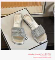 Zapatillas de tacón grueso con diamantes de imitación nuevas medias zapatillas ropa exterior de mujer con falda casual moda versátil sandalias - details 20