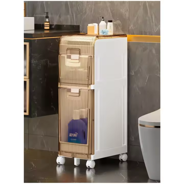Armario de baño impermeable con ruedas, mueble de baño con cajones transparentes, 3/4/5 niveles, 21cm/25cm - 1