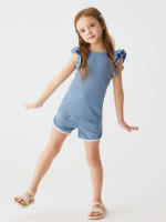 Conjunto De Verano Para Bebé Niña 2024 Shorts Y Camiseta Cómodo Transpirable Ropa De Casa Estilo Casual Sin Mangas Cuello Redondo - details 12