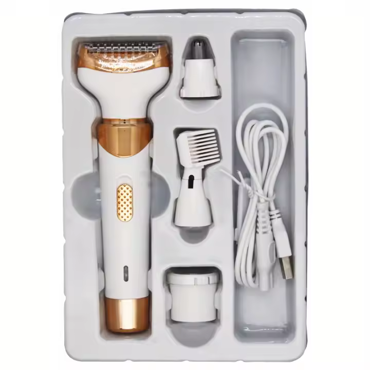 Maquinilla de afeitar eléctrica 4 en 1 para mujer, eliminador de vello húmedo y seco para vello púbico, cejas, nariz, cara, piernas, axilas - 1