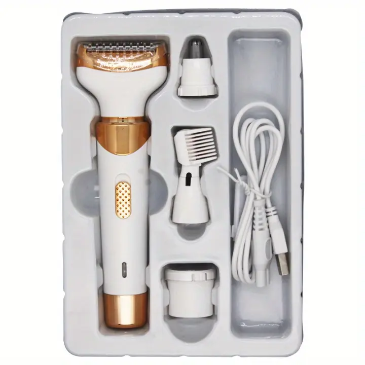 Maquinilla de afeitar eléctrica 4 en 1 para mujer, eliminador de vello húmedo y seco para vello púbico, cejas, nariz, cara, piernas, axilas - 1