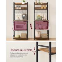 Estantería para Panadería con Toma de Corriente, Soporte de Microondas, Estantería de Cocina, Alambre de Metal, 14 Ganchos, 40 x 80 x 170 cm, Marrón Rústico y Negro - details 24